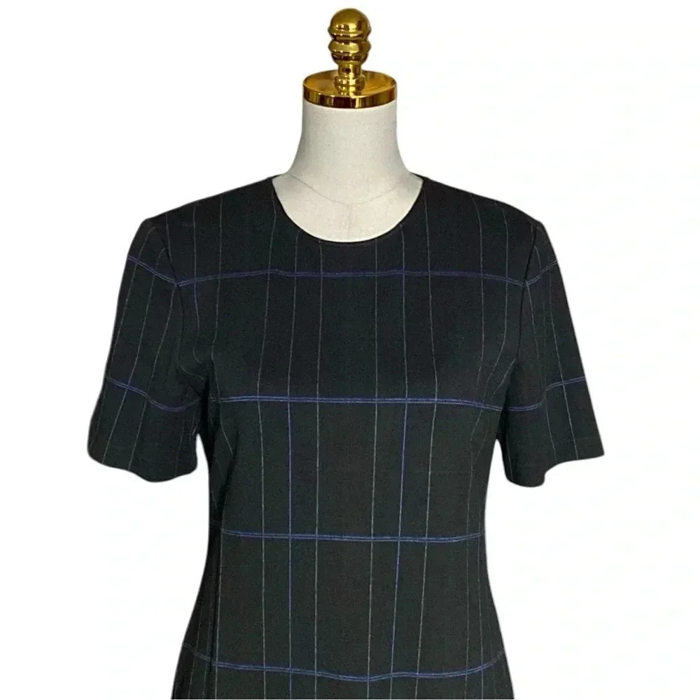 THEORY | Women’s Windowpane Stretch Knit Shift Dress Size 10 - Picture 6 of 9